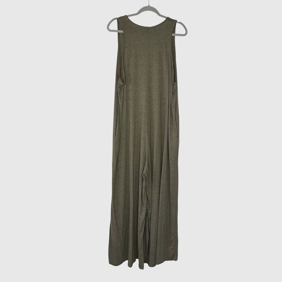 Natural Life Jumpsuit One Size Oversized Green Jersey Wide Leg V-neck Pockets - Picture 3 of 14